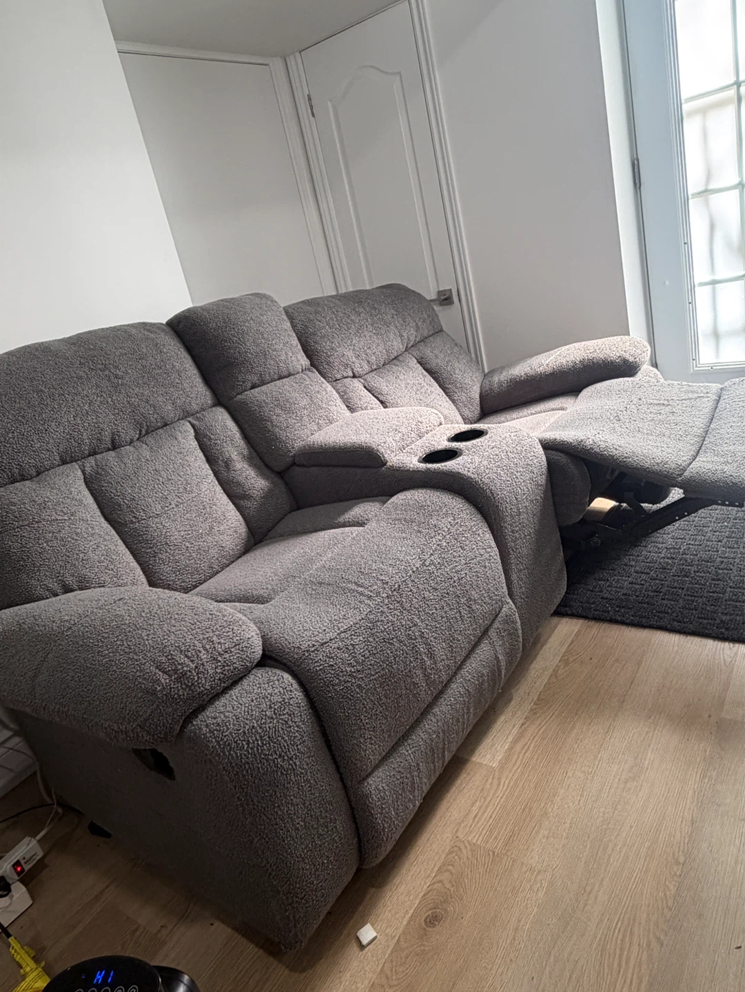 Grey Loveseat Recliner with Cup Holders - photo 2