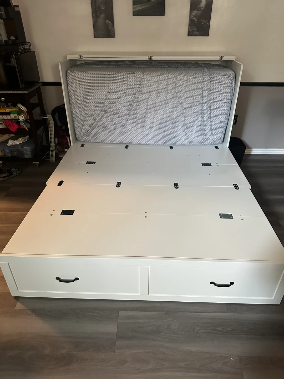 White Murphy Bed with Storage Drawers - photo 3