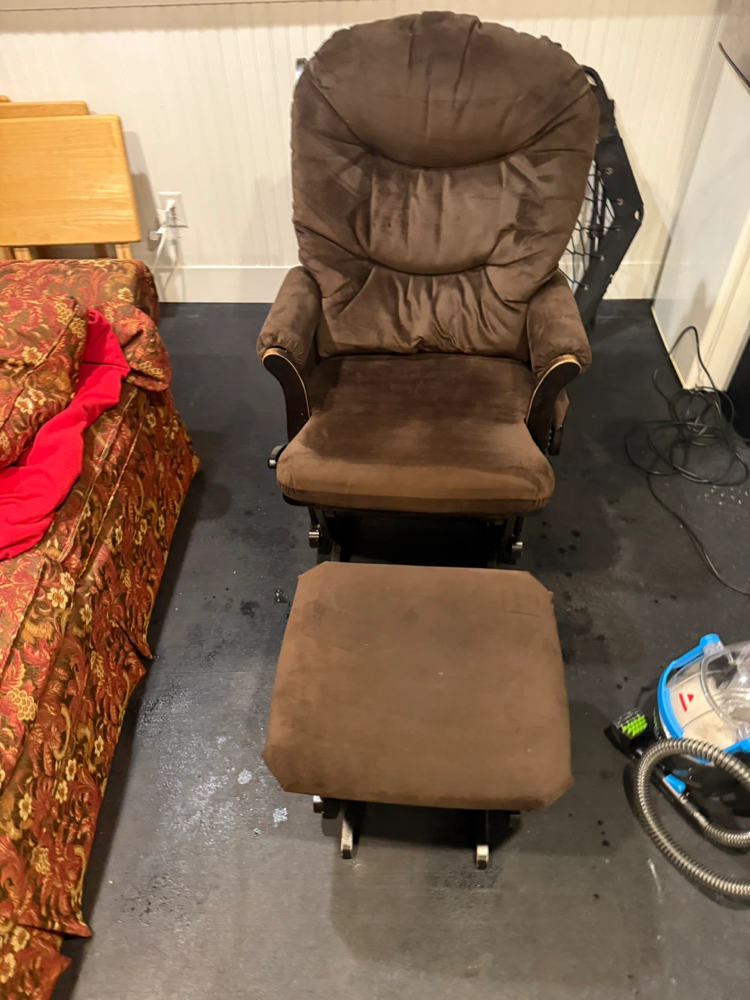 Brown Glider Rocker Chair with Ottoman