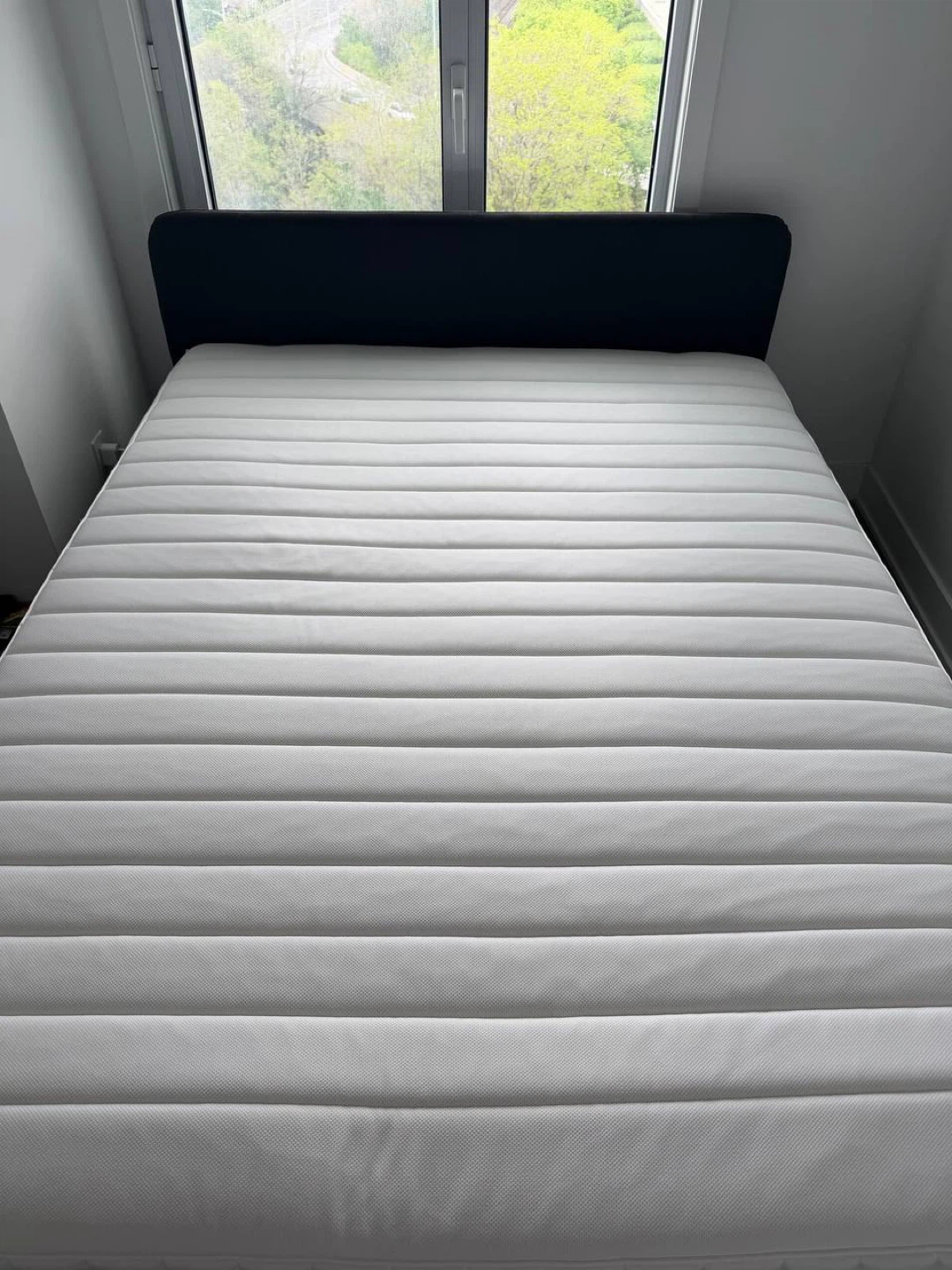 Queen Bed Frame & Mattress Set (IKEA SLATTUM + IKEA VALEVÅG)