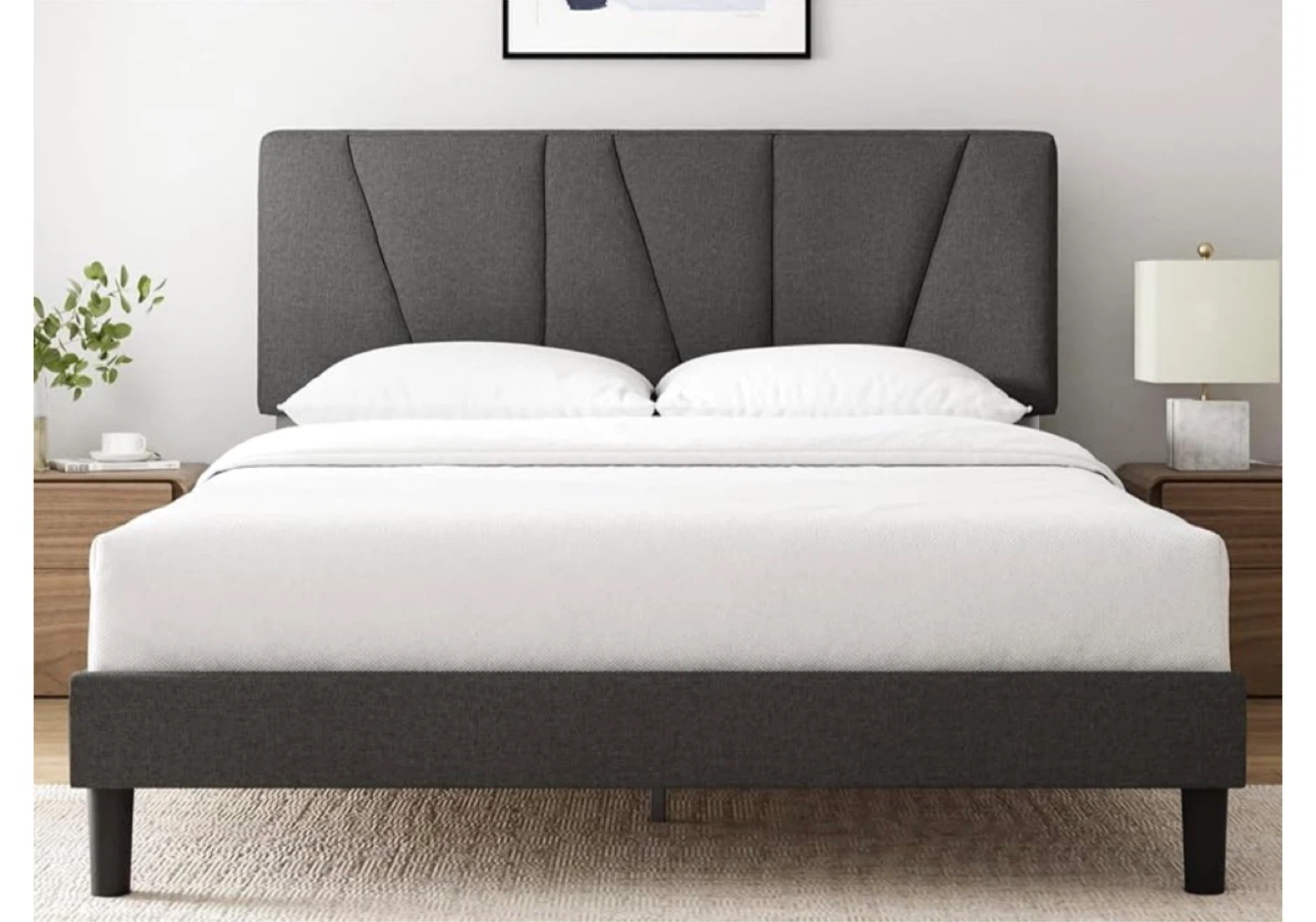 Full Size Upholstered Bed Frame with Headboard - Dark Gray - photo 2