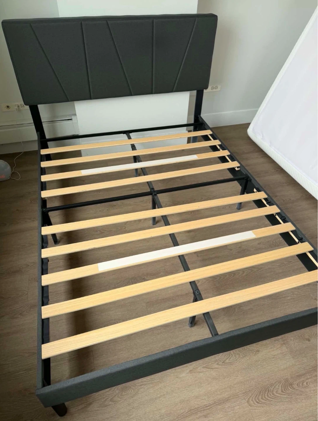 Full Size Upholstered Bed Frame with Headboard - Dark Gray