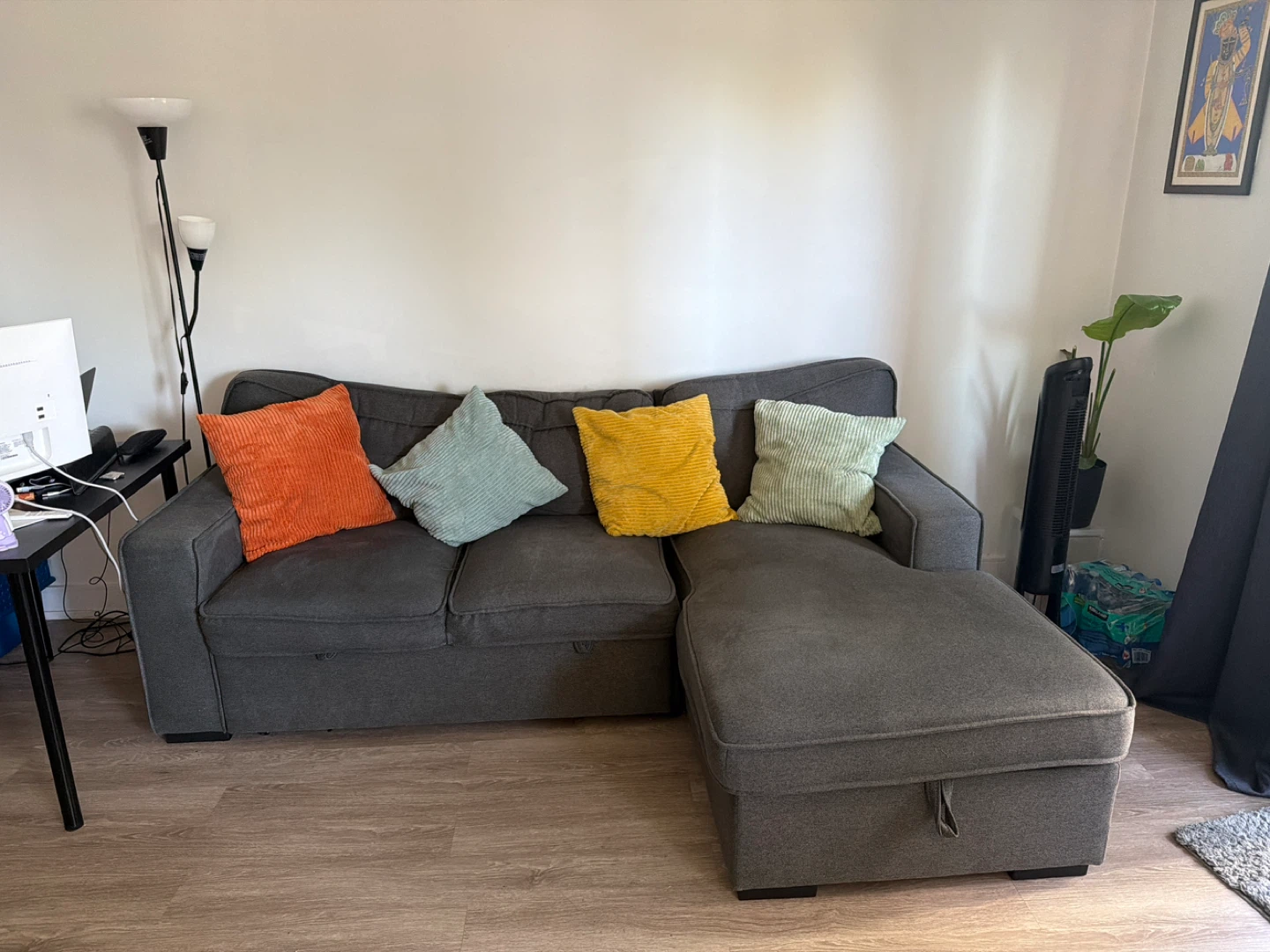 Dark Grey Sectional Sofa with Storage - photo 2