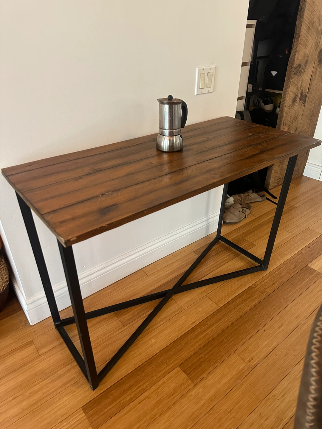 RUSTIC VINTAGE RECLAIMED PINE WOOD OFFICE DESK / CONSOLE TABLE
