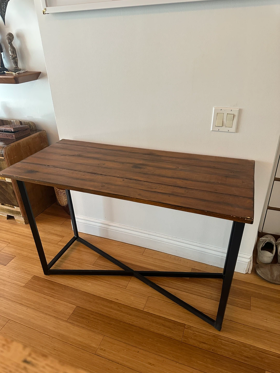 RUSTIC VINTAGE RECLAIMED PINE WOOD OFFICE DESK / CONSOLE TABLE - photo 5