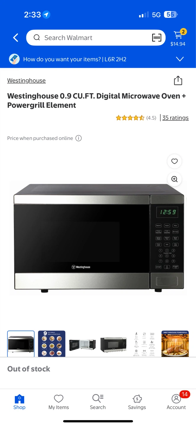 Westinghouse 0.9 cu.ft. Digital Microwave Oven