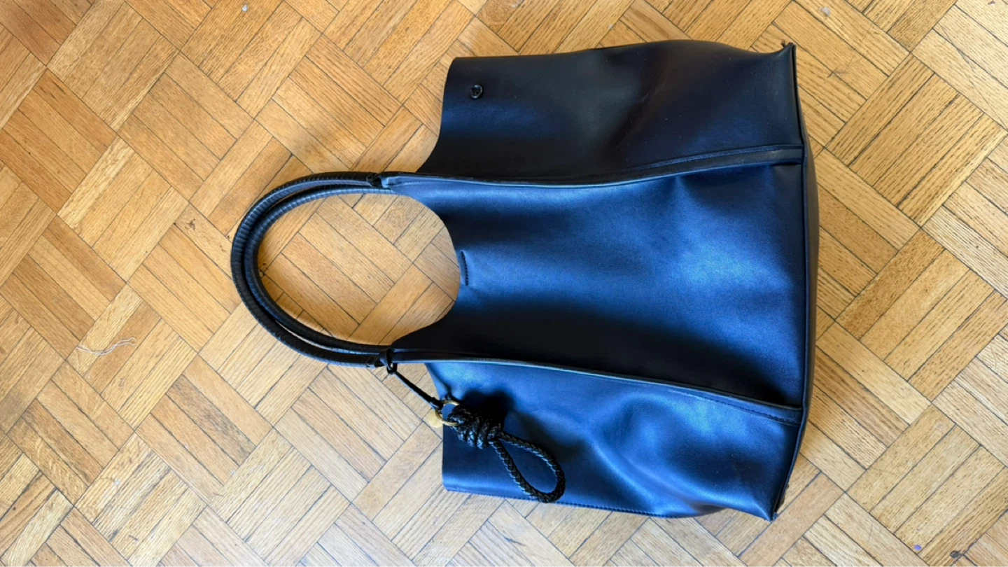 Black Faux Leather Tote Bag
