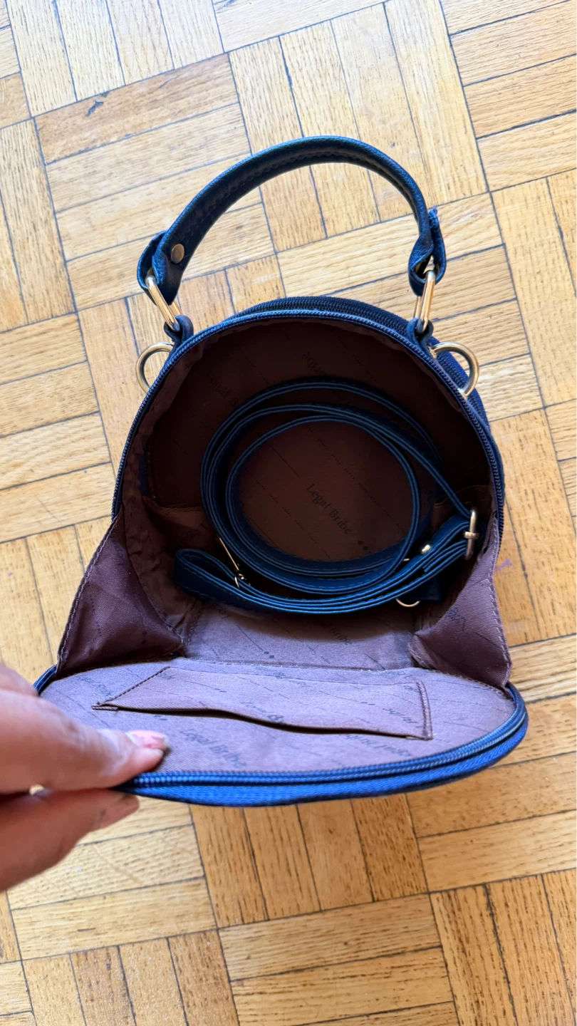 Blue Quilted Round Handbag with Strap - photo 2