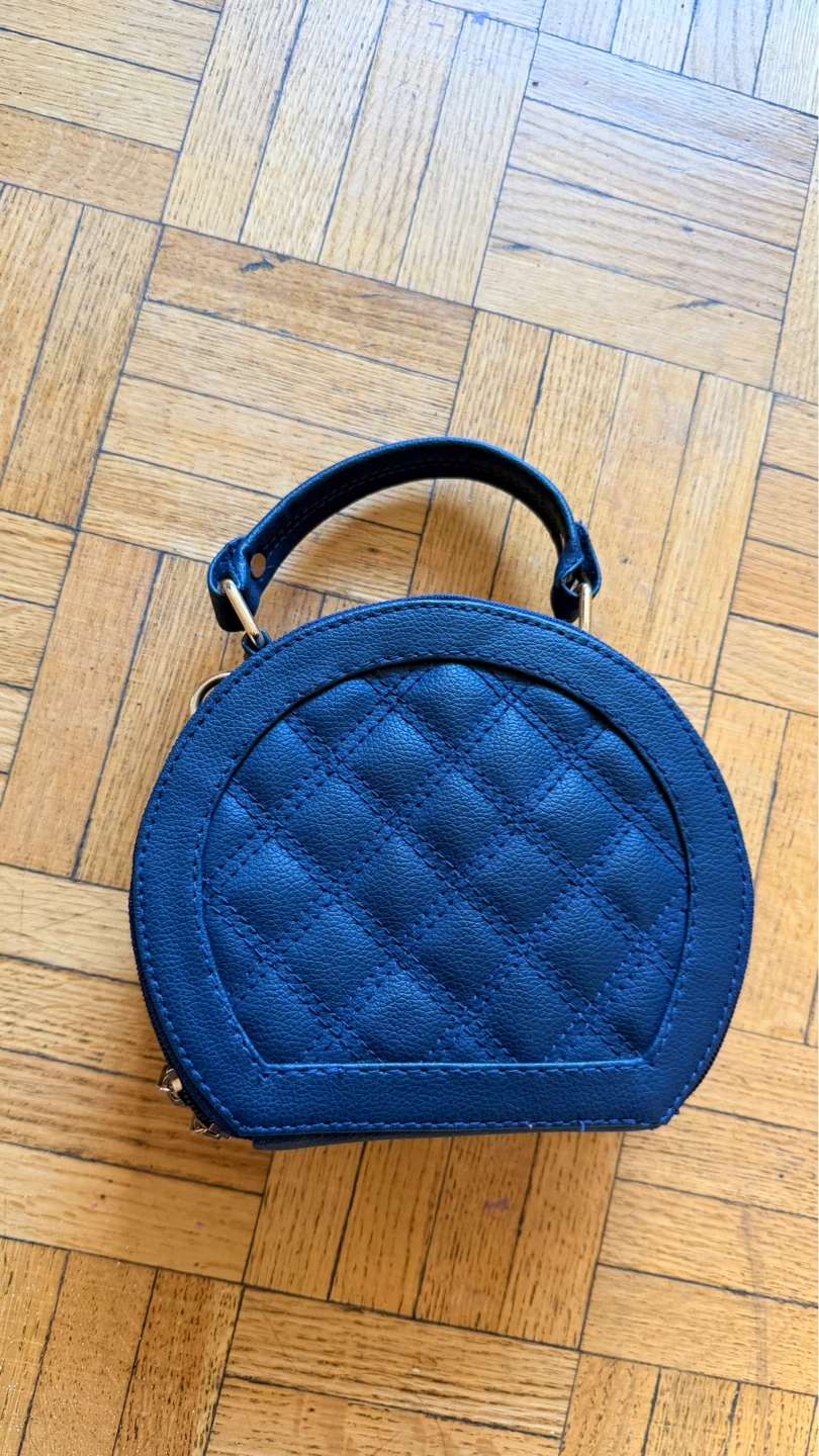 Blue Quilted Round Handbag with Strap - photo 3