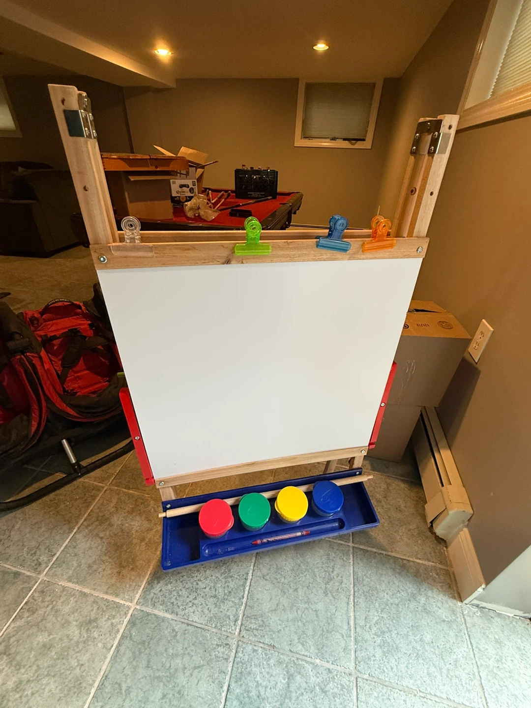 Wooden Easel with Whiteboard and Chalkboard