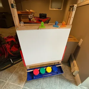 Wooden Easel with Whiteboard and Chalkboard
