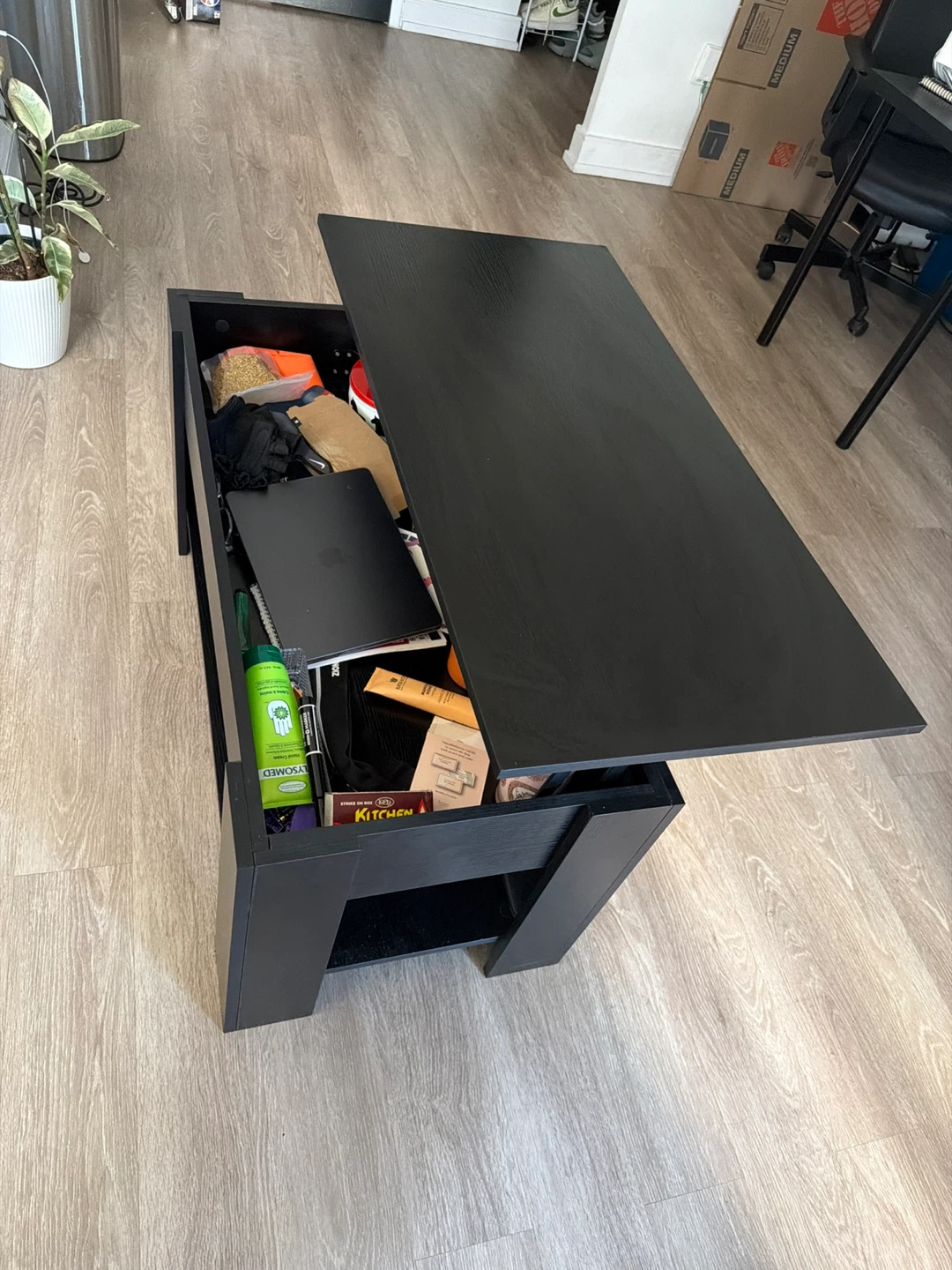 Black Lift-Top Coffee Table with Storage - photo 2
