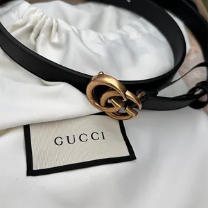 Gucci Black Leather Belt with GG Buckle