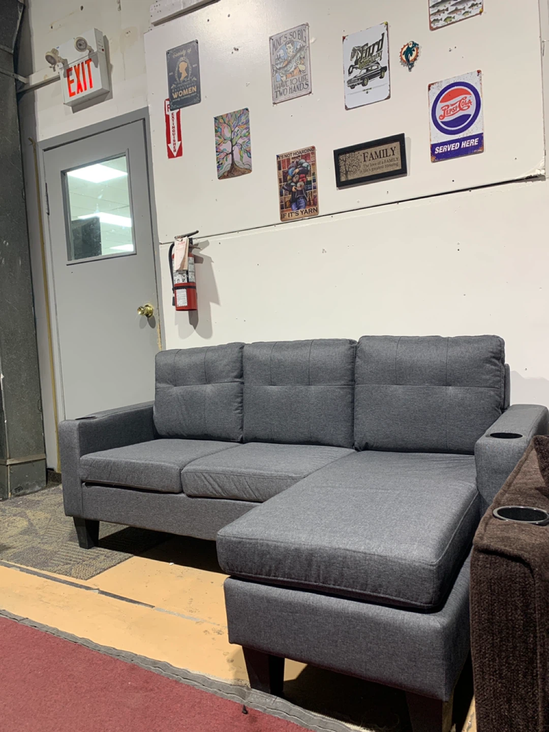 Grey Sectional Sofa with Cupholders new in box - photo 2
