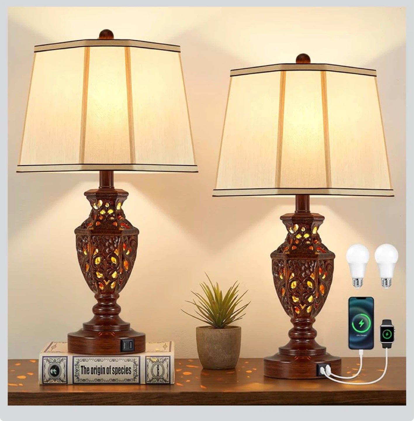 Set of 2 Vintage Bedside Lamps - photo 2
