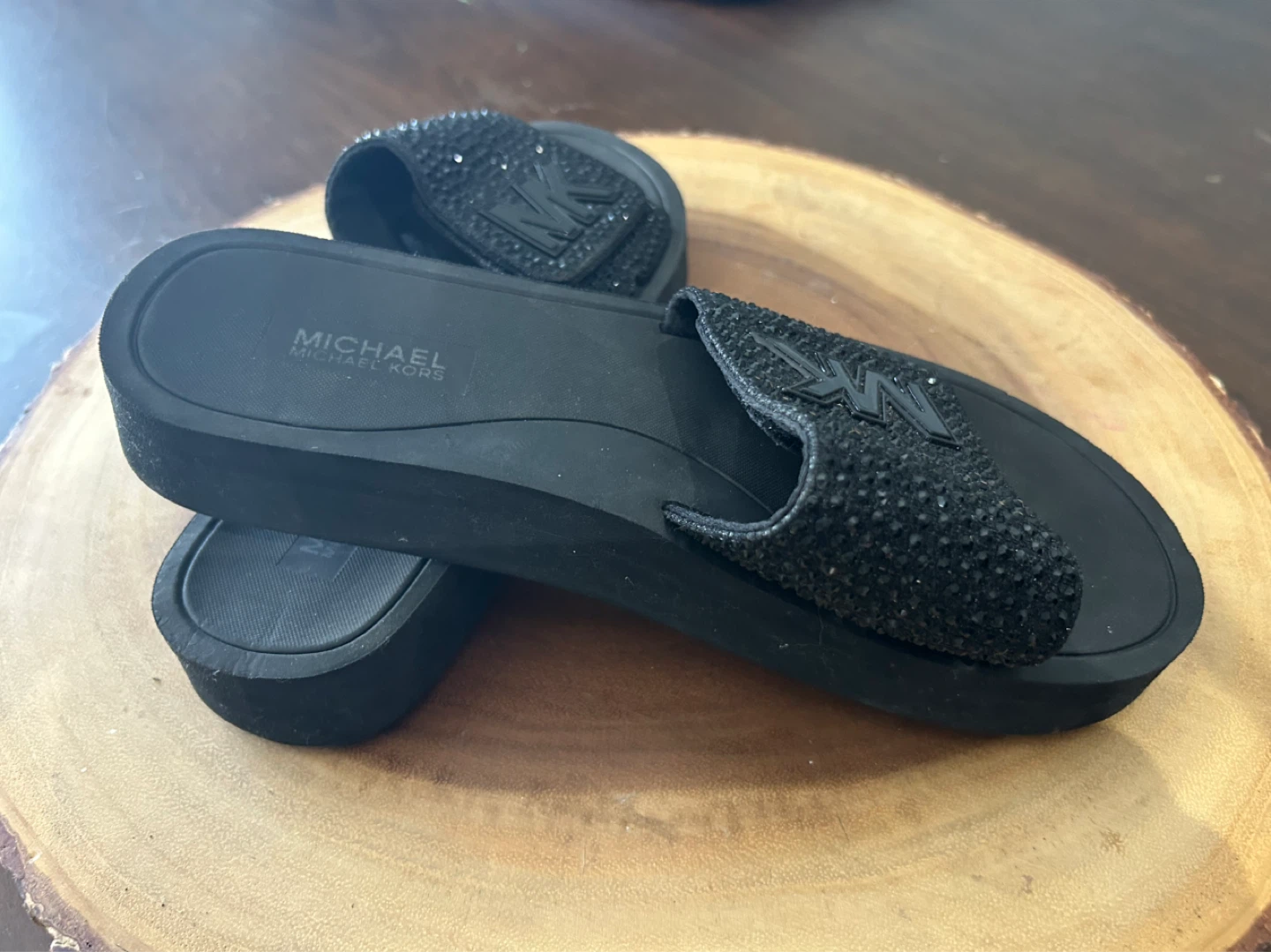 Michael Kors Black Embellished Slide Sandals - photo 2