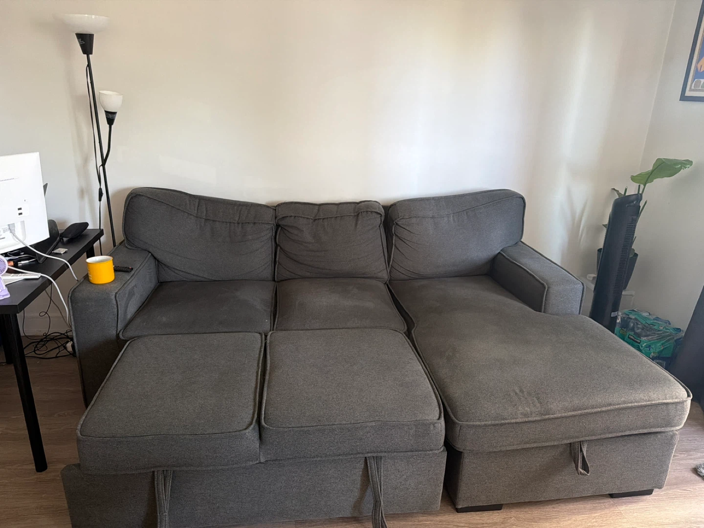 Dark Grey Sectional Sofa with Storage