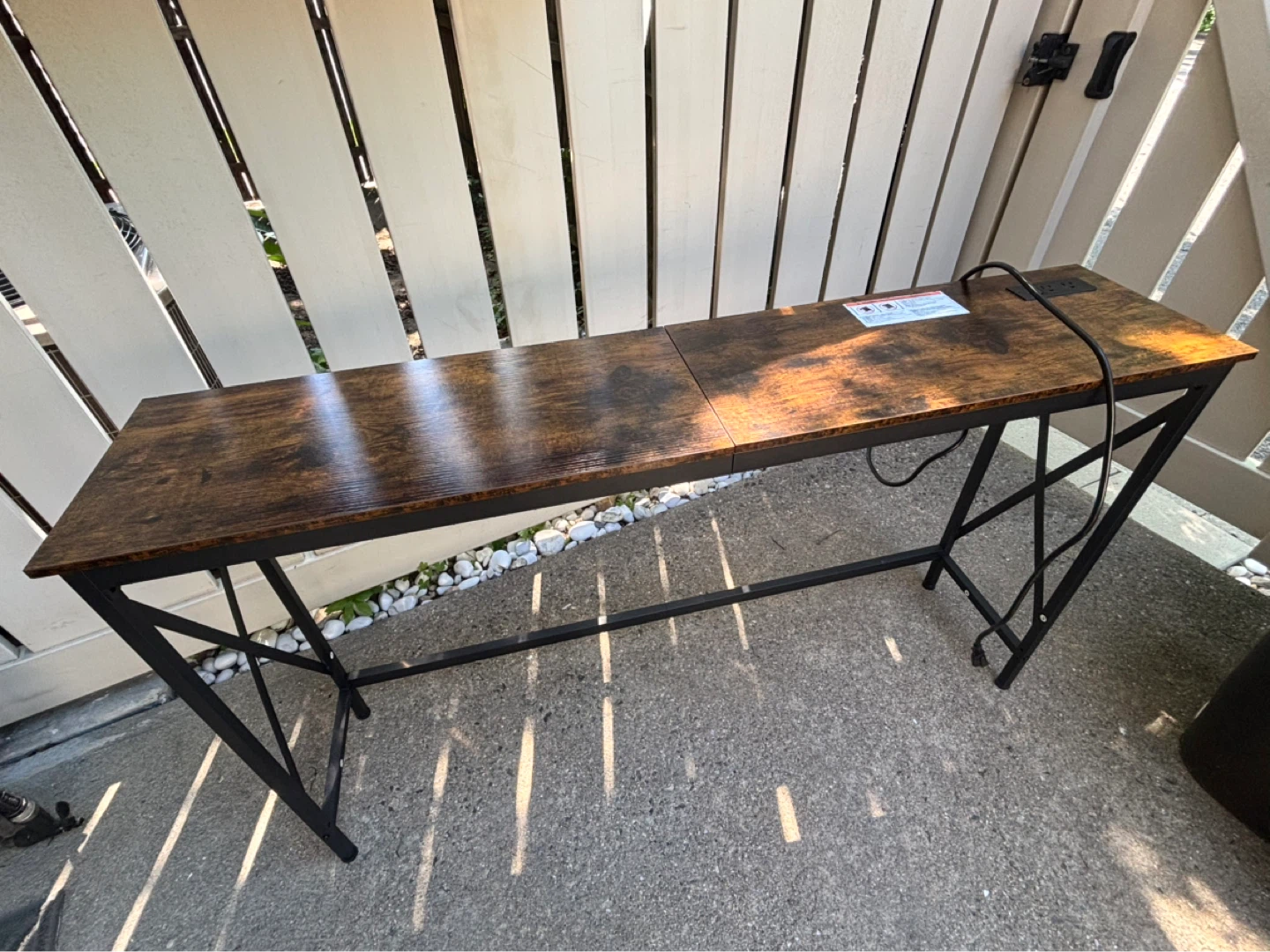 Rustic Wood Console Table with Built-in Power Strip - photo 2