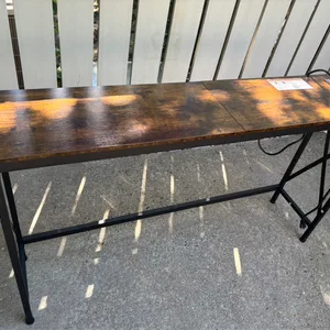 Rustic Wood Console Table with Built-in Power Strip
