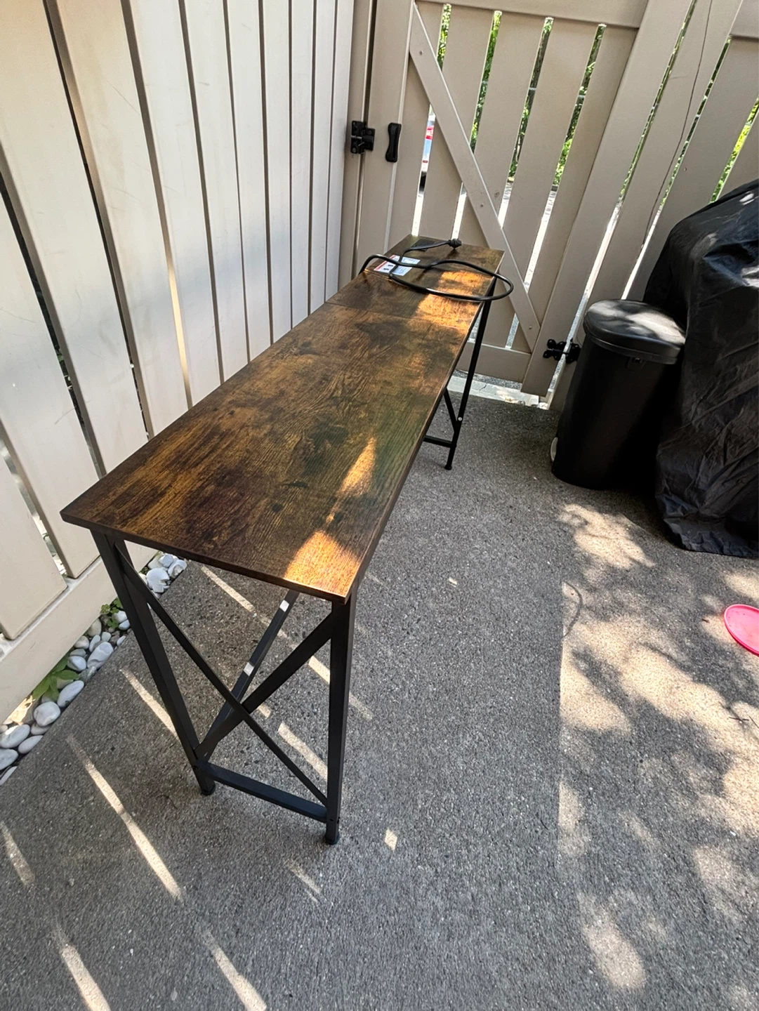 Rustic Wood Console Table with Built-in Power Strip - photo 3