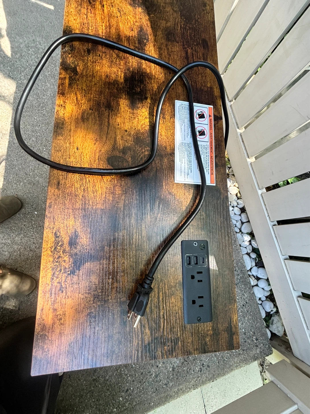 Rustic Wood Console Table with Built-in Power Strip - photo 4