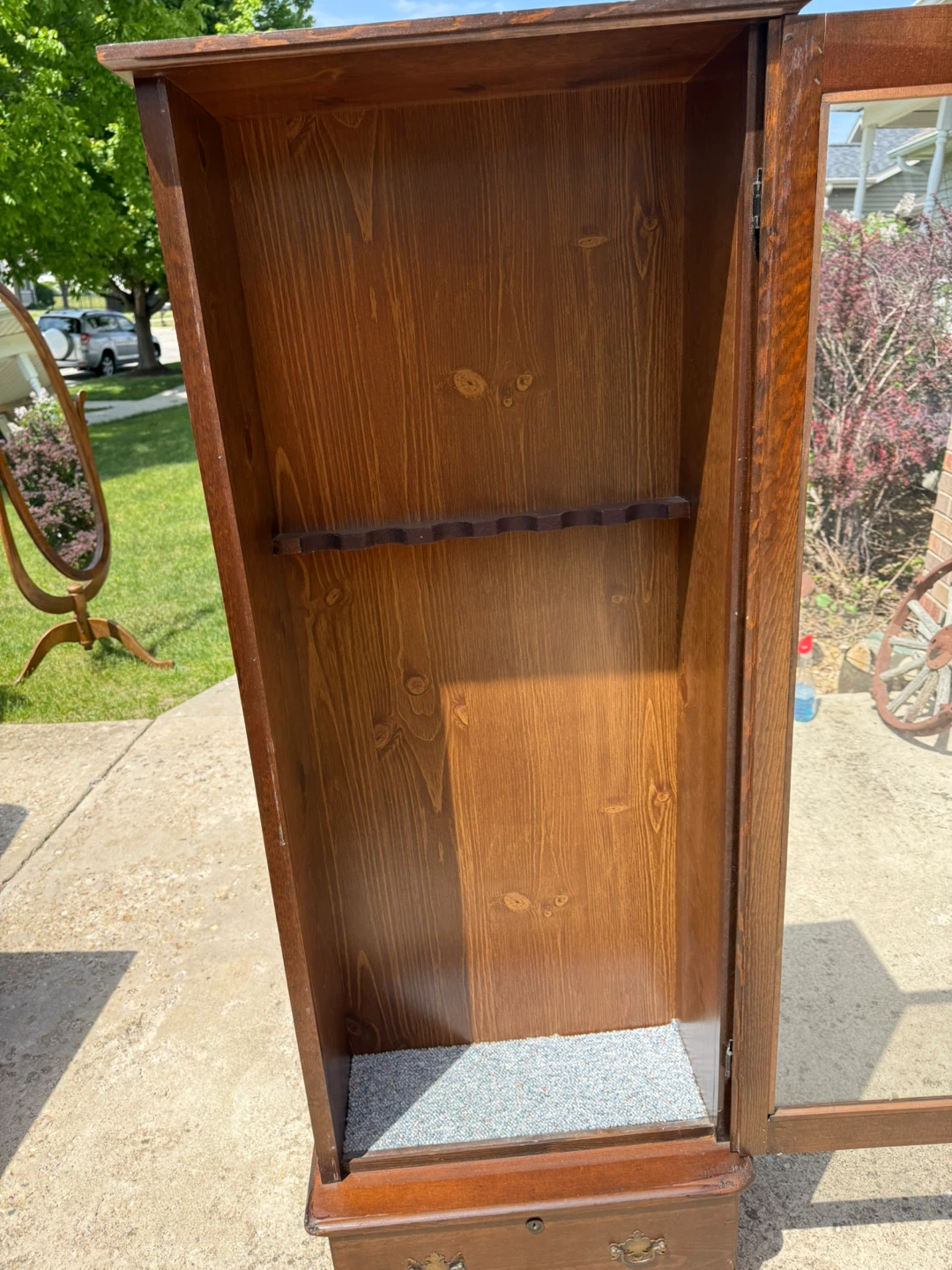 Antique Wooden Display Cabinet with Glass Door and Drawer - photo 3