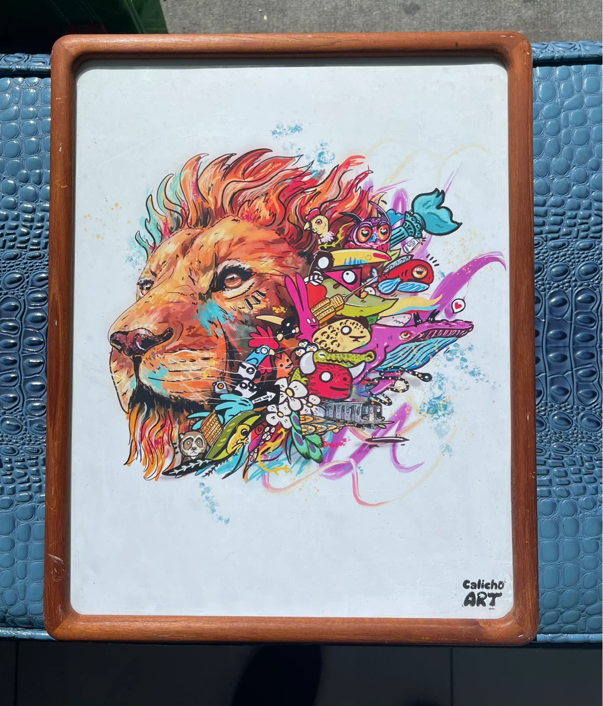 Calicho Art Framed Lion Doodle Print