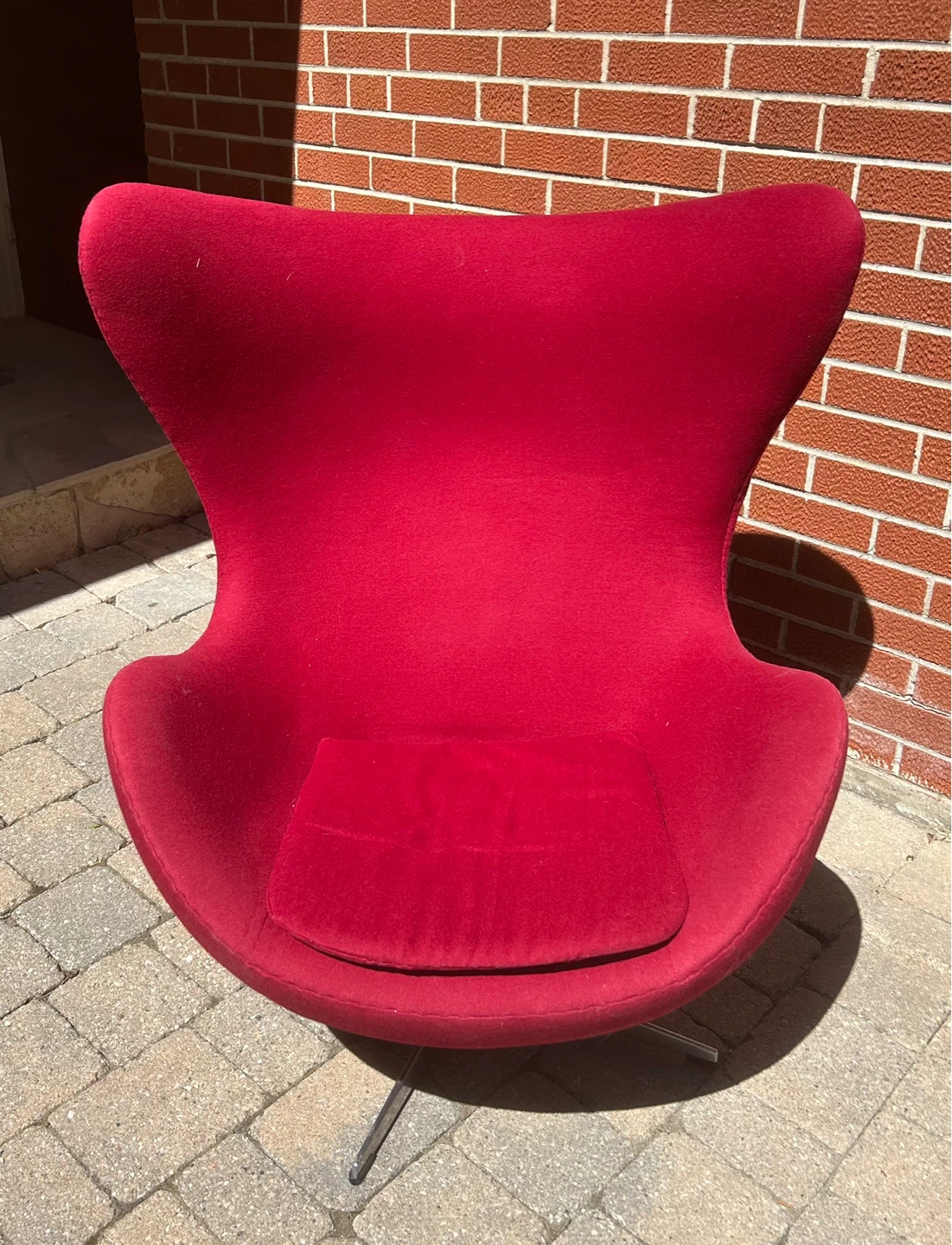 Red Egg Chair with Swivel Base
