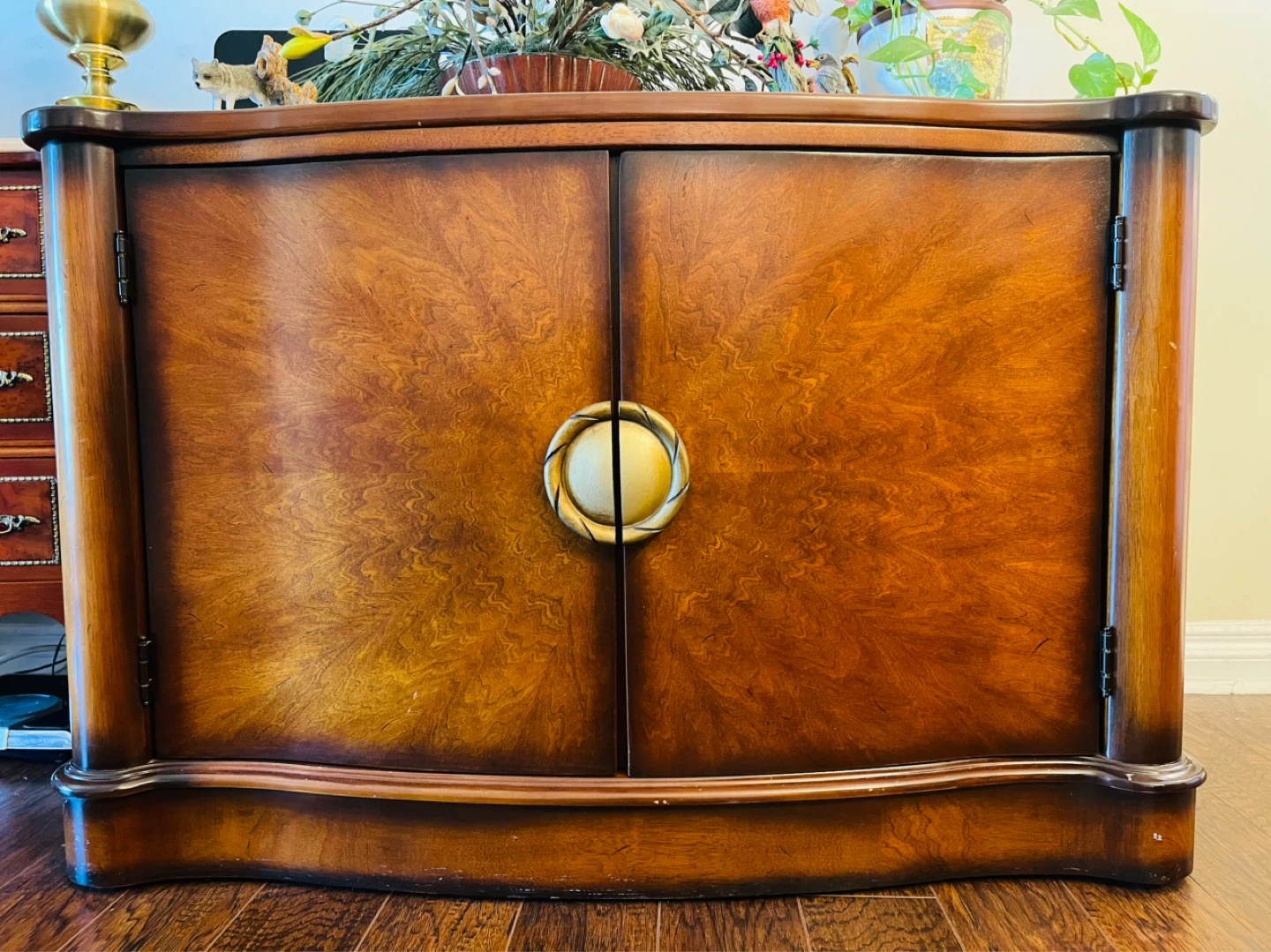 Wooden Storage Cabinet with Ornate Handle