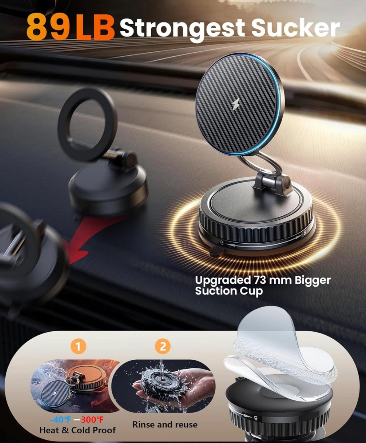 15W Pro Magnetic Wireless Car Charger Mount - photo 3