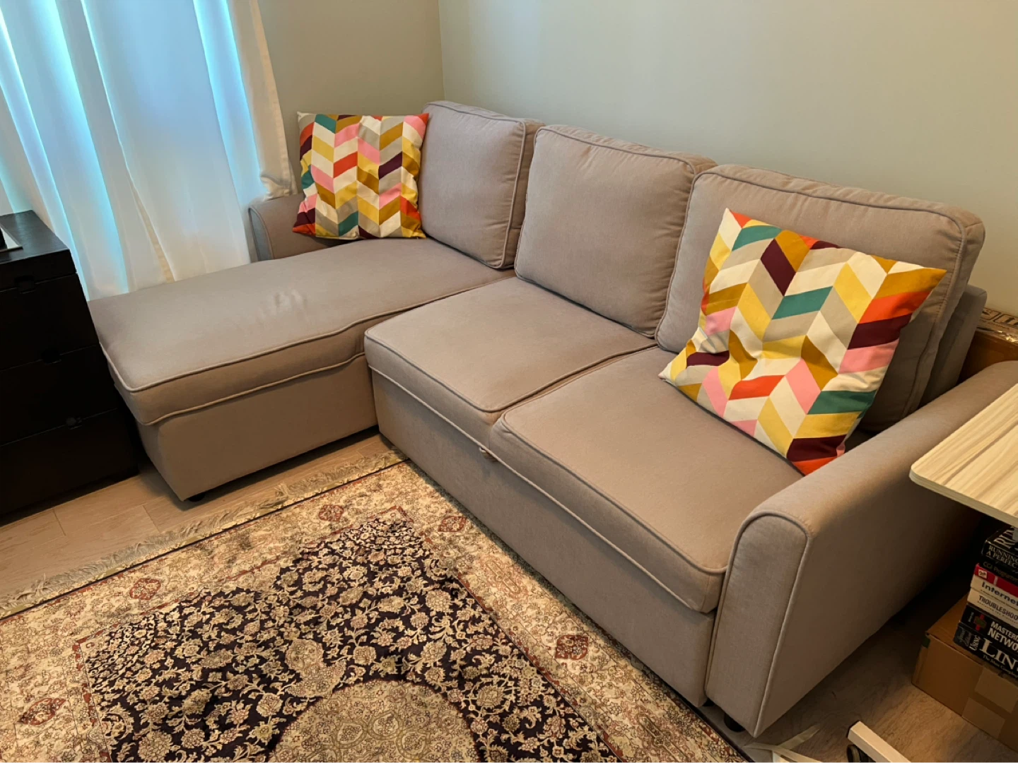 Light Grey Sectional Sofa with Storage Chaise