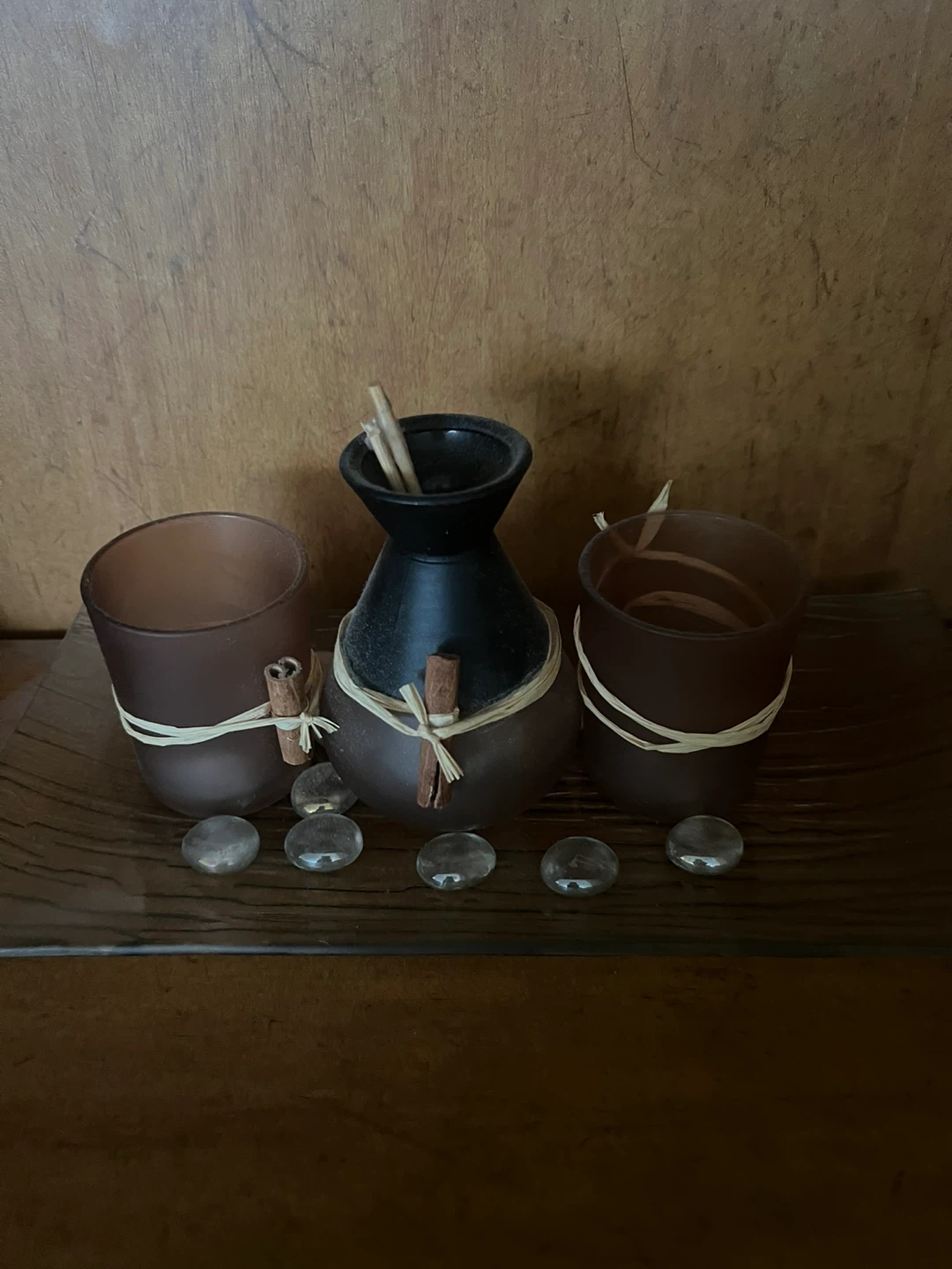 Decorative Candle Holder Set with Cinnamon Sticks - photo 2