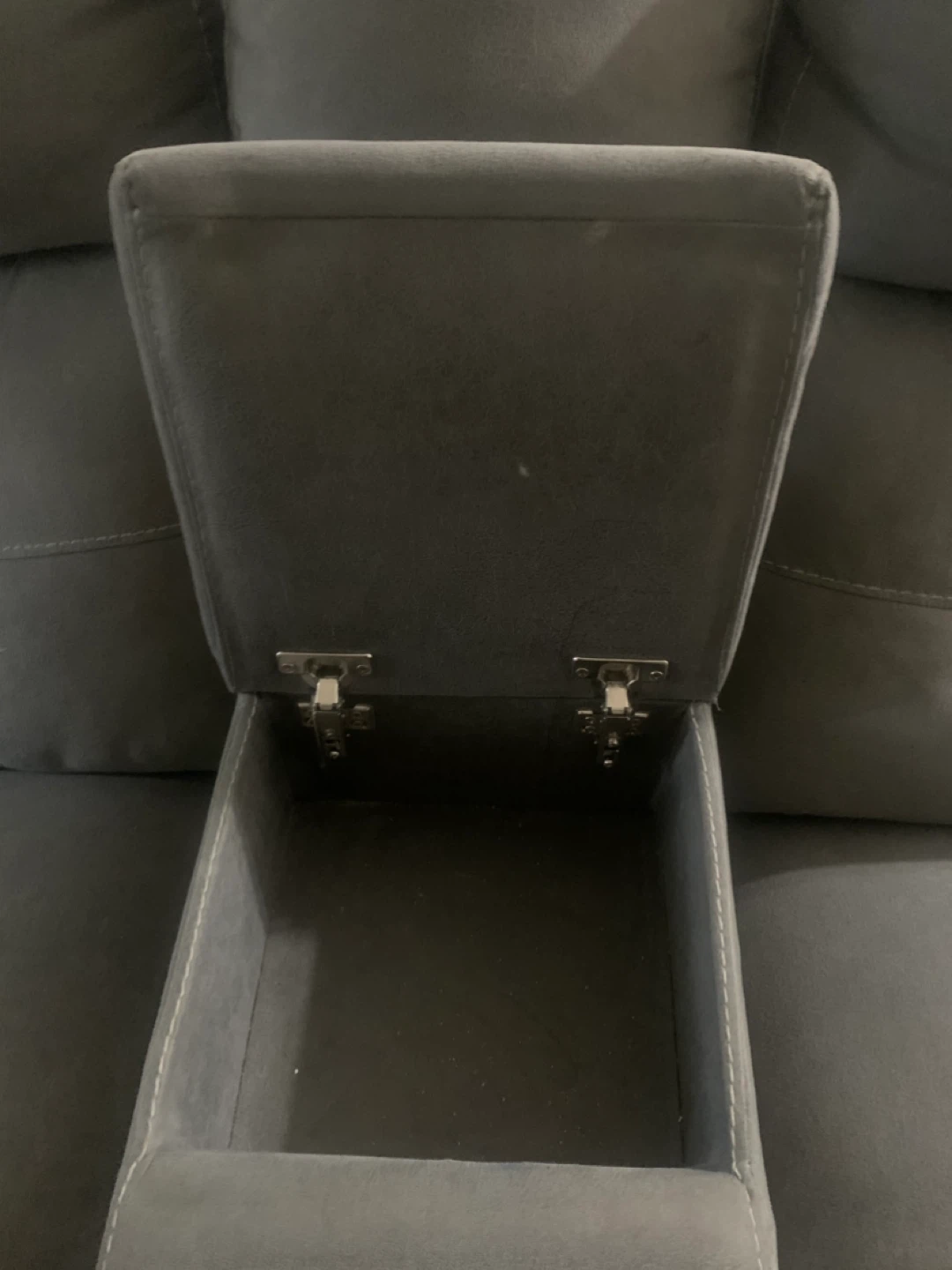 Grey Loveseat Recliner with Cup Holders and Storage - photo 2