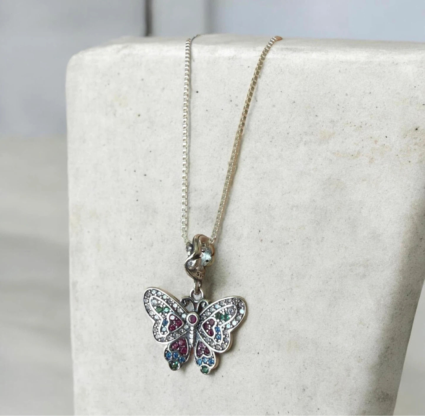 Sparkly Butterfly Pendant Necklace