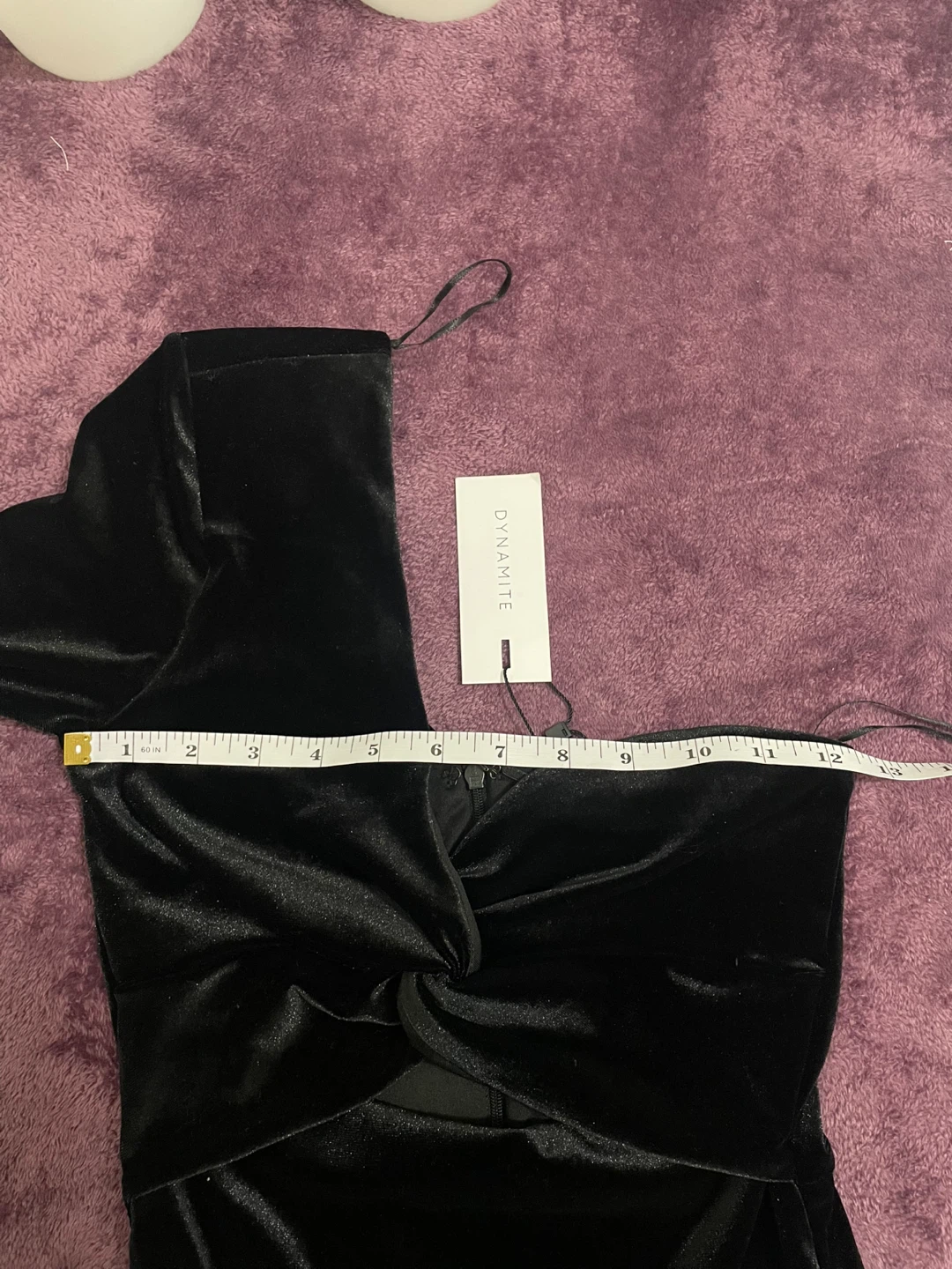 Dynamite Black Velvet One-Shoulder Mini Dress - photo 5