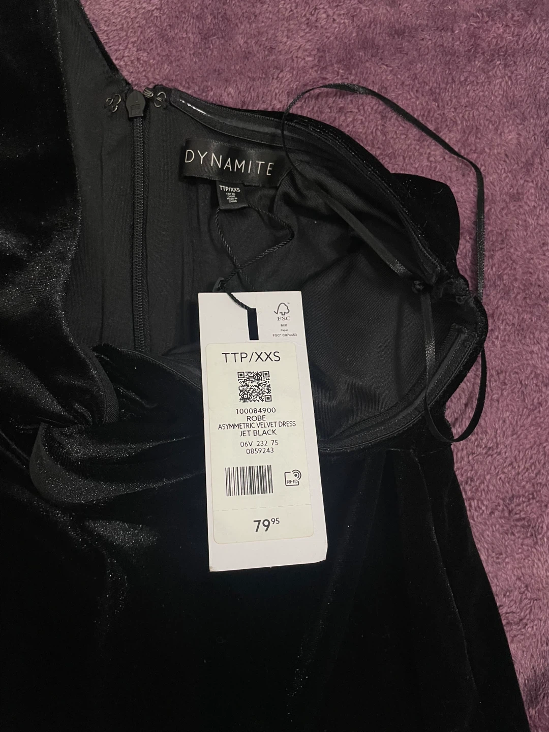 Dynamite Black Velvet One-Shoulder Mini Dress - photo 4