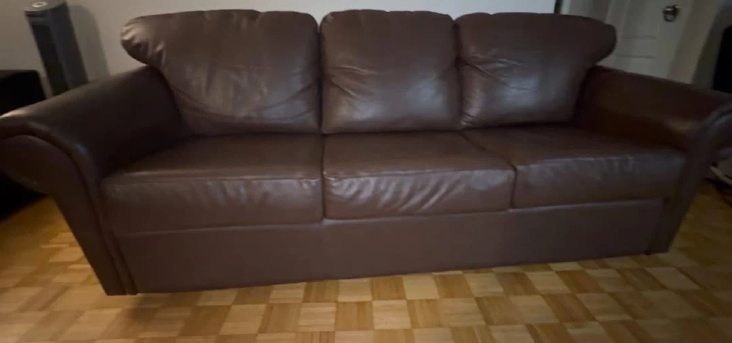 Brown Leather Sofa - photo 2