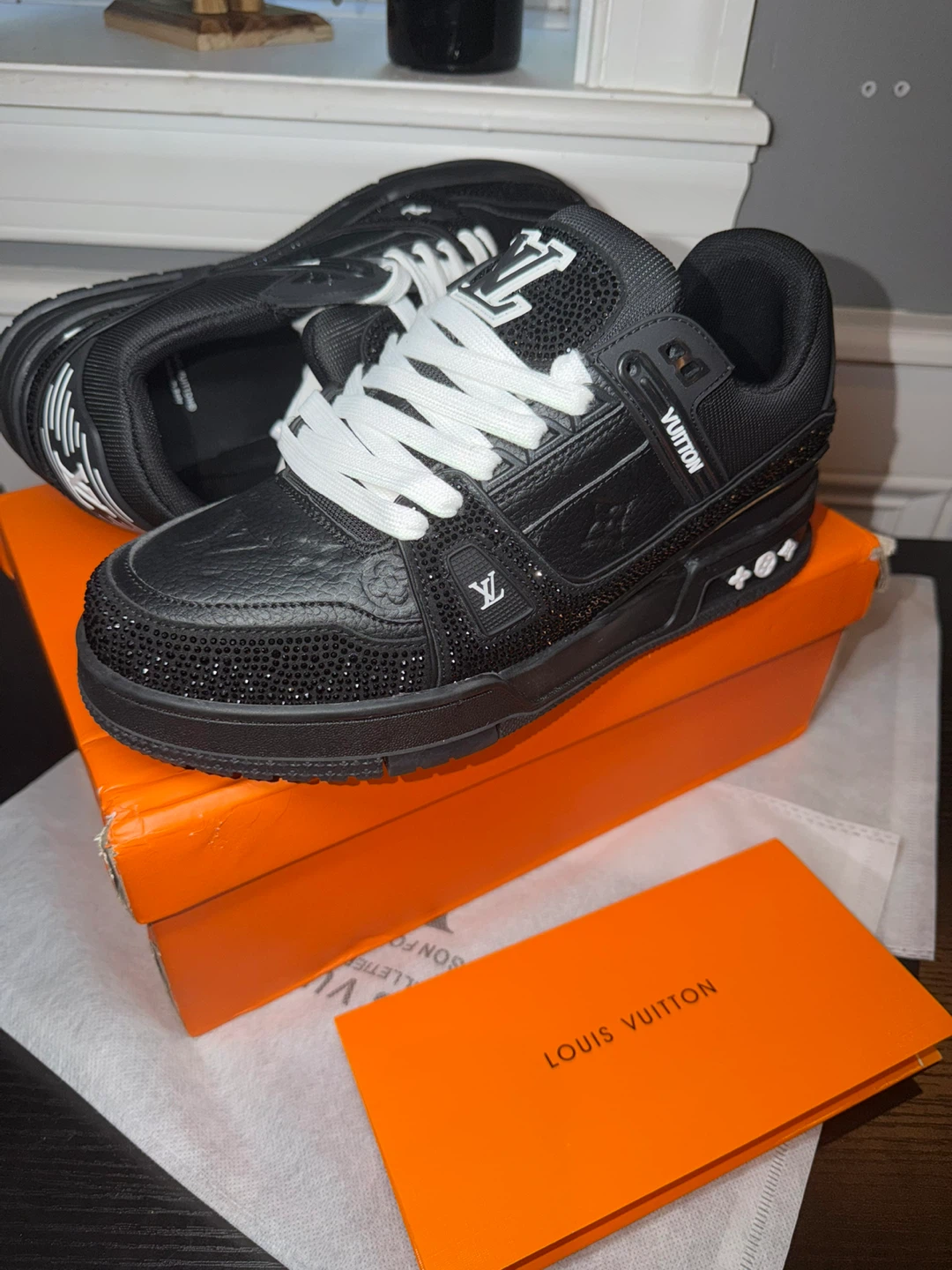 Louis Vuitton Black Rhinestone Sneakers