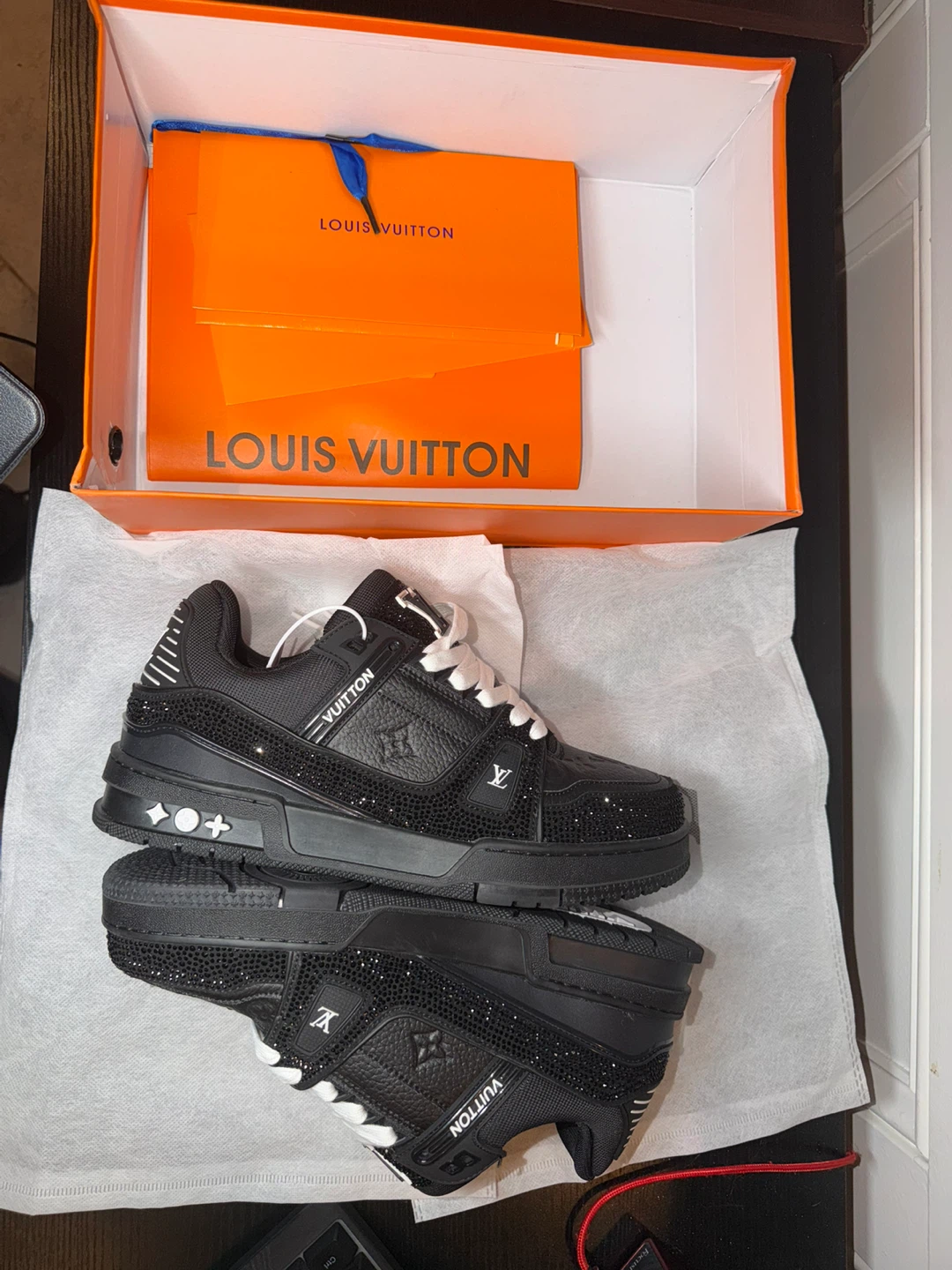 Louis Vuitton Black Rhinestone Sneakers - photo 5