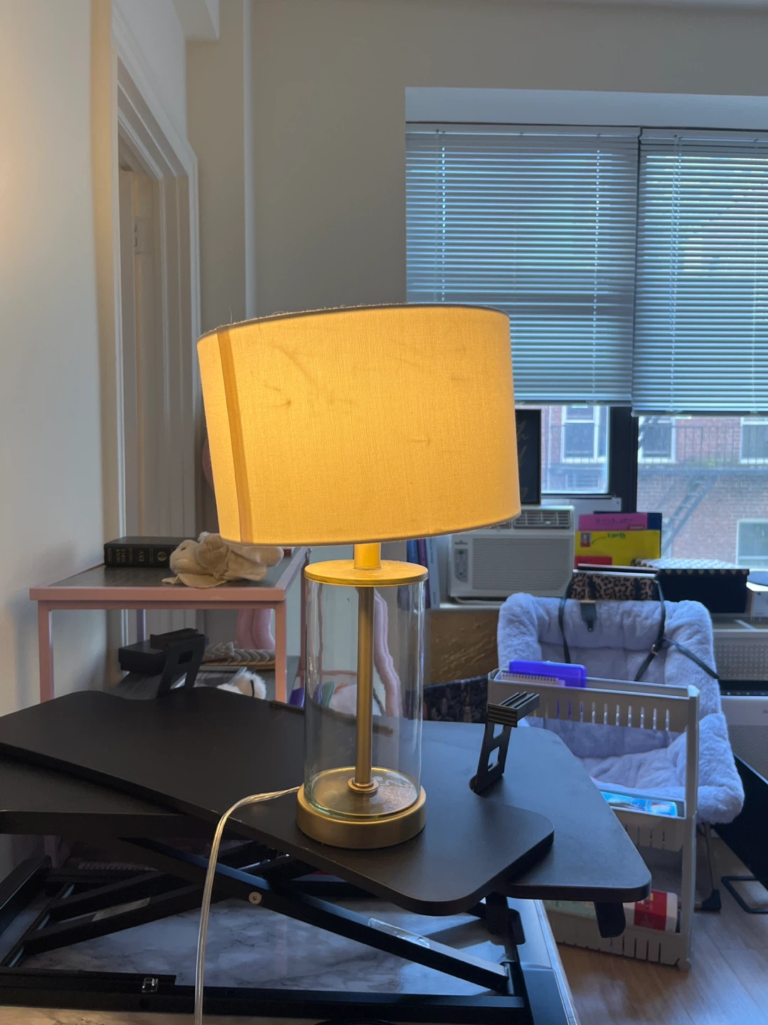 Brass and Glass Cylinder Table Lamp - photo 2