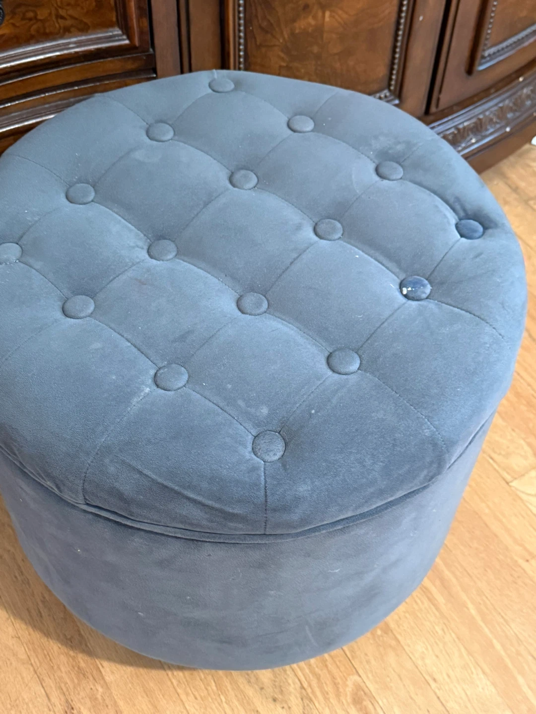 Round Tufted Storage Ottoman