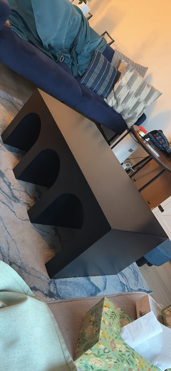 Black solid wood coffee table with arched base - photo 2
