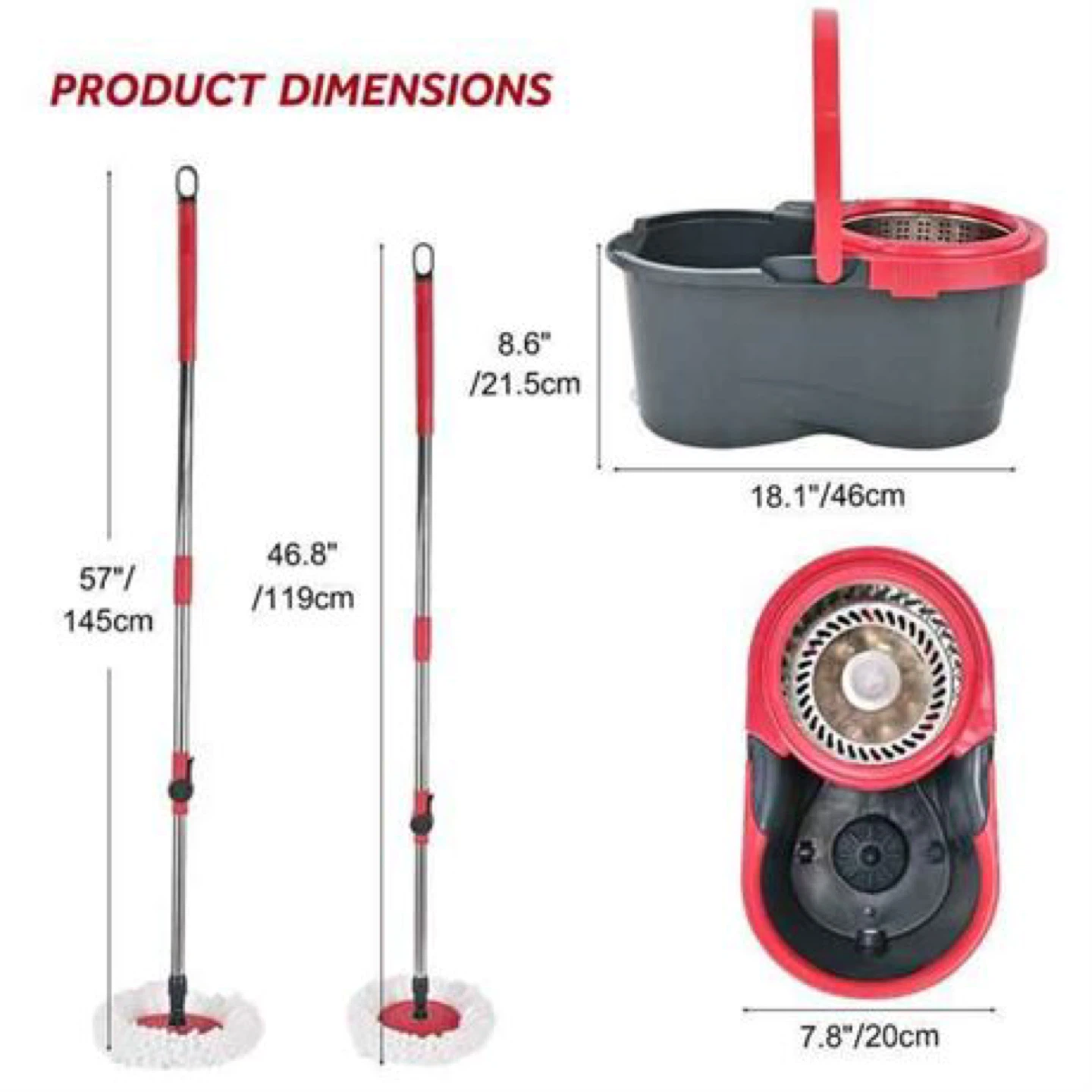 Livingbasics Hands-Free 360° Spin Mop Wringer with Bucket - photo 2