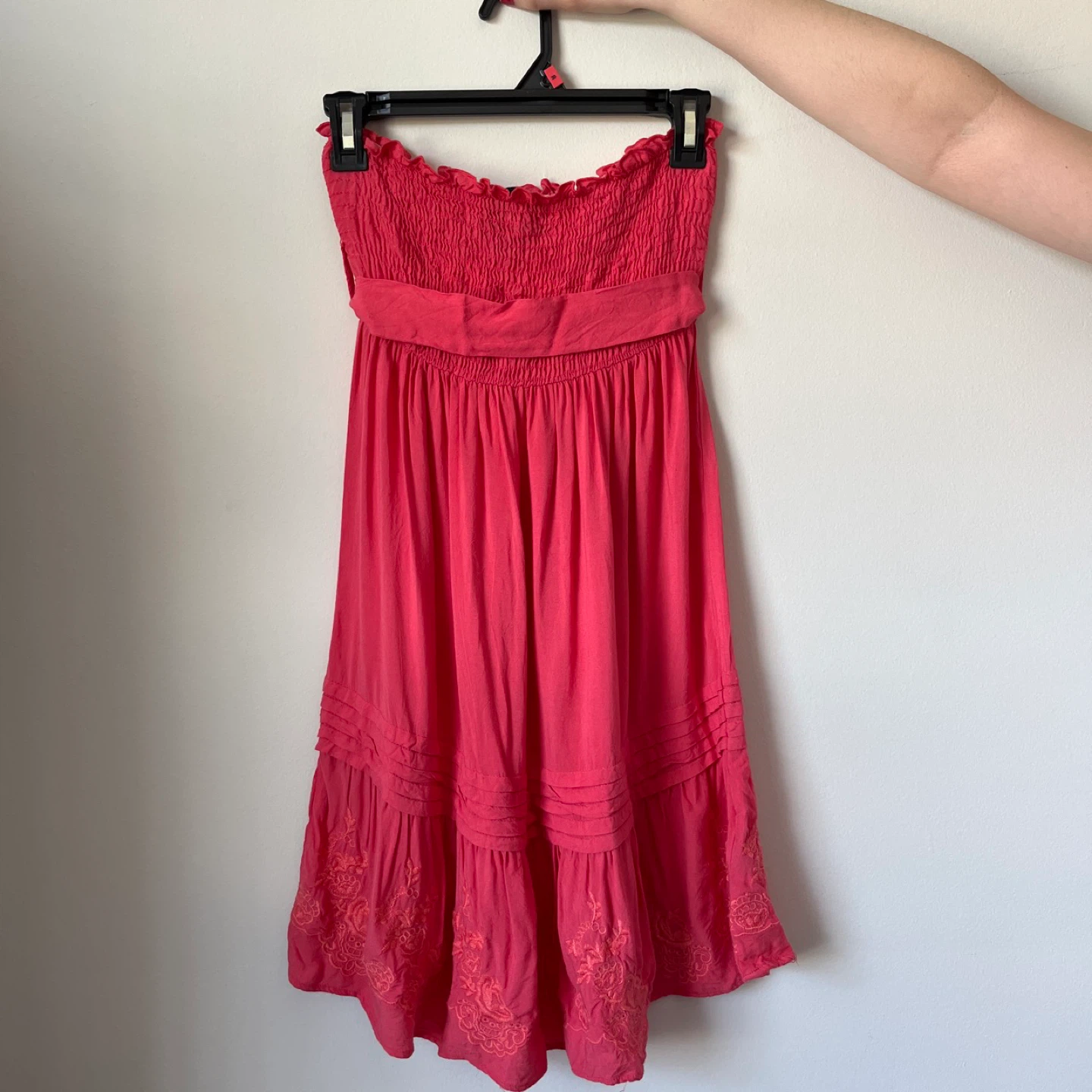 Bebe Strapless Smocked Pink Dress, Size XS - photo 5