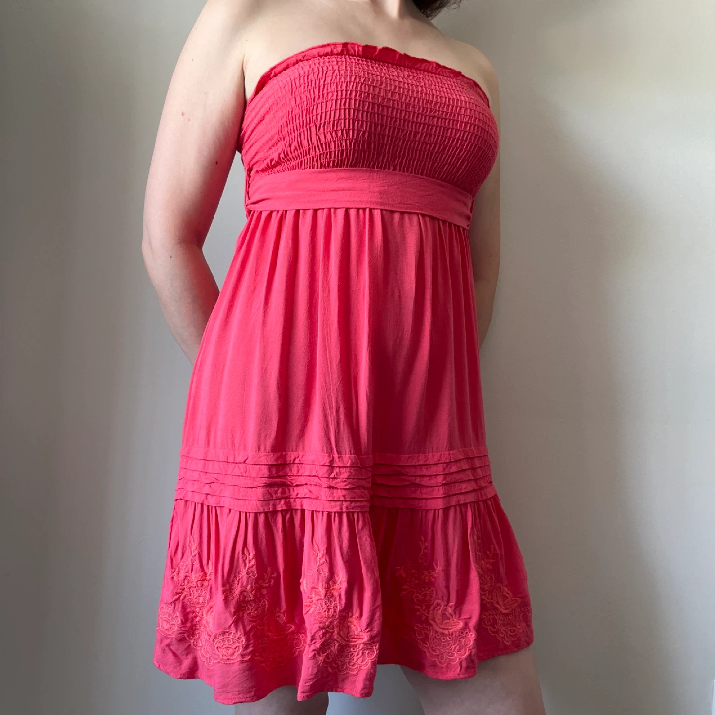 Bebe Strapless Smocked Pink Dress, Size XS - photo 2