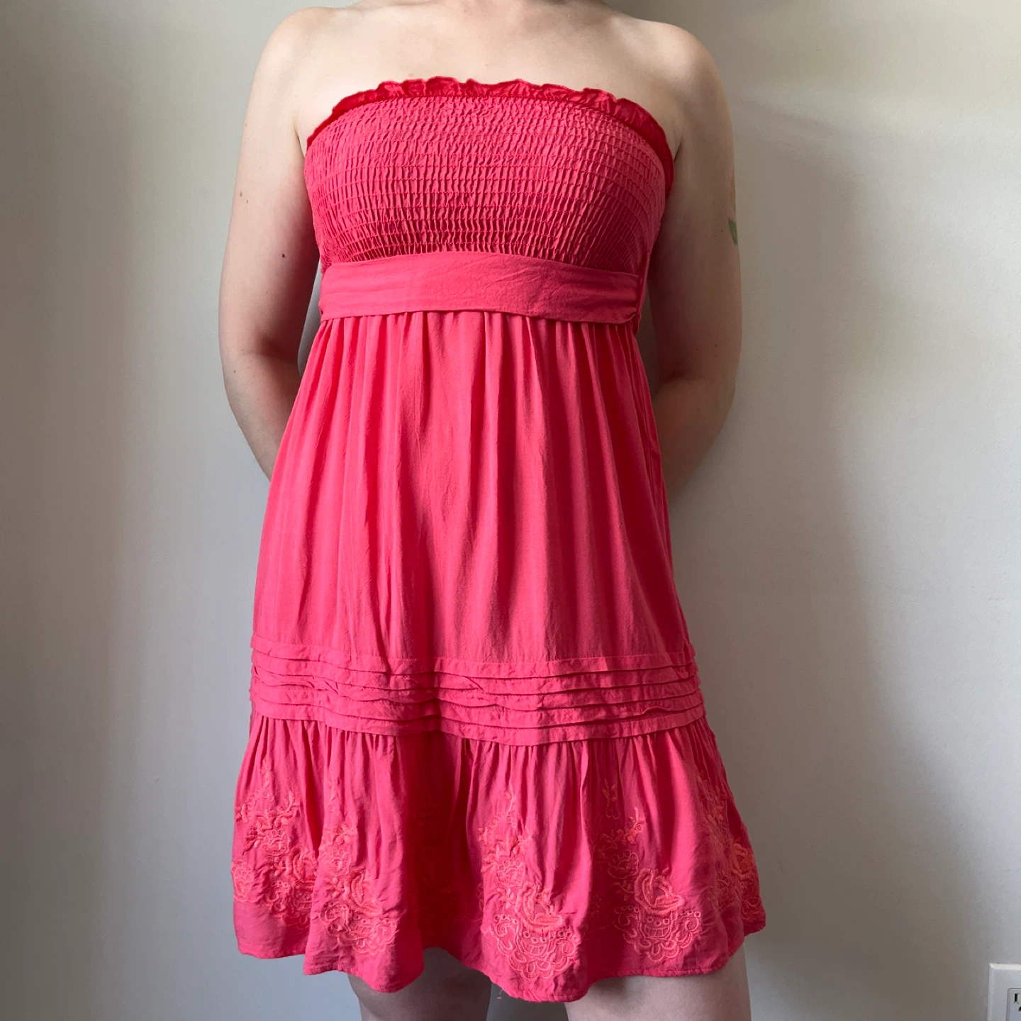 Bebe Strapless Smocked Pink Dress, Size XS - photo 4