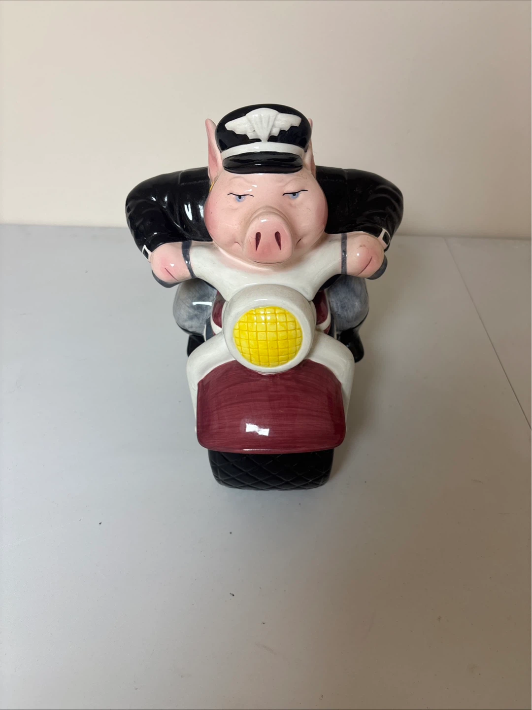 Ceramic Pig Biker Cookie Jar