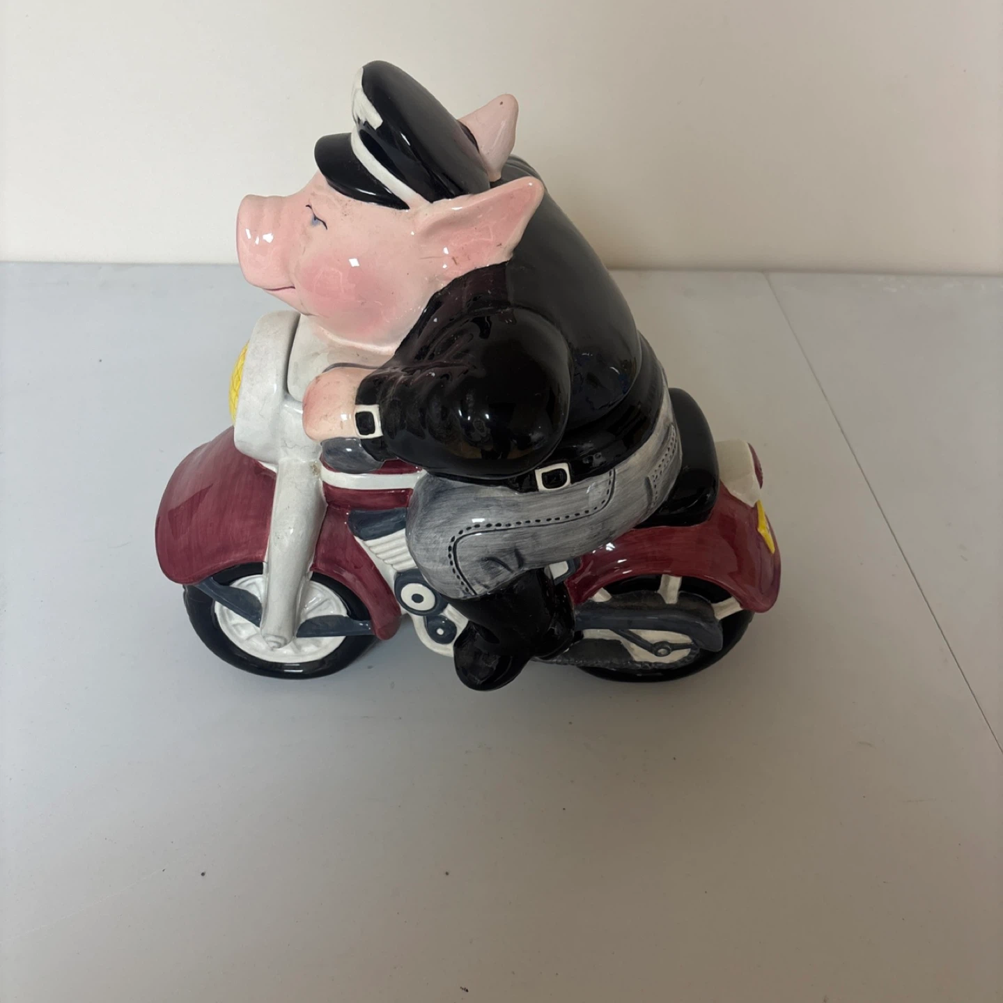 Ceramic Pig Biker Cookie Jar - photo 2