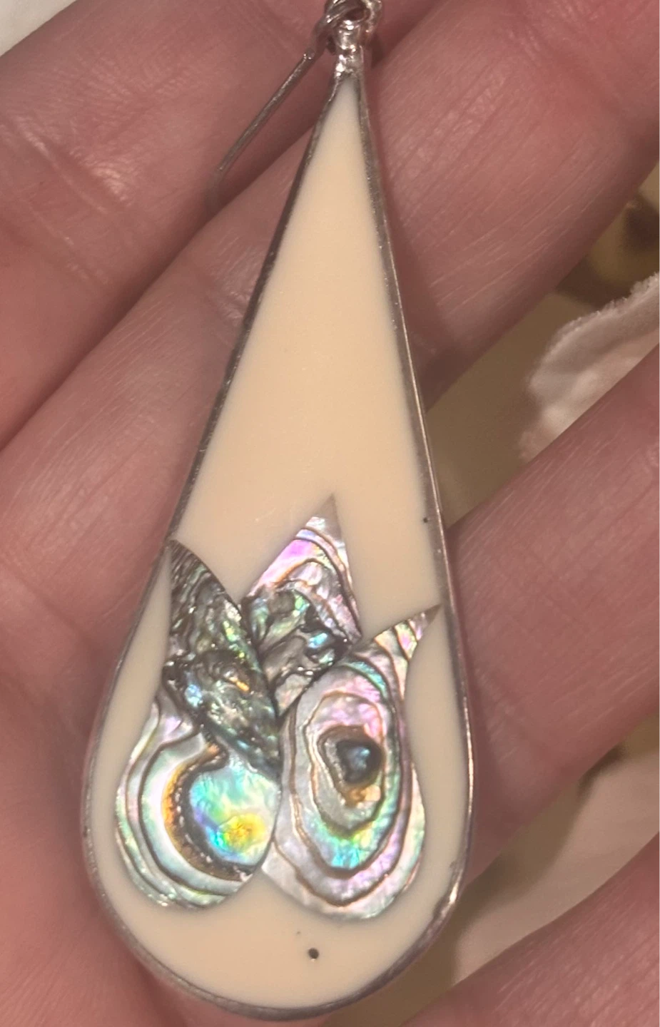 Vintage Mexico Alpaca - Mother of Pearl Teardrop Earrings