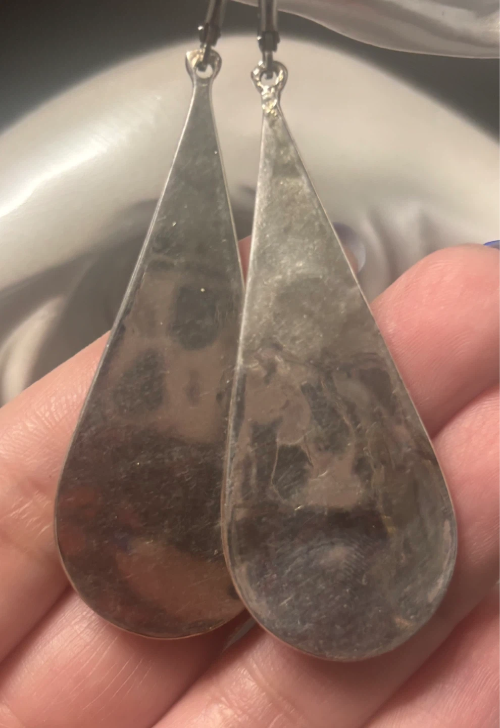 Vintage Mexico Alpaca - Mother of Pearl Teardrop Earrings - photo 3